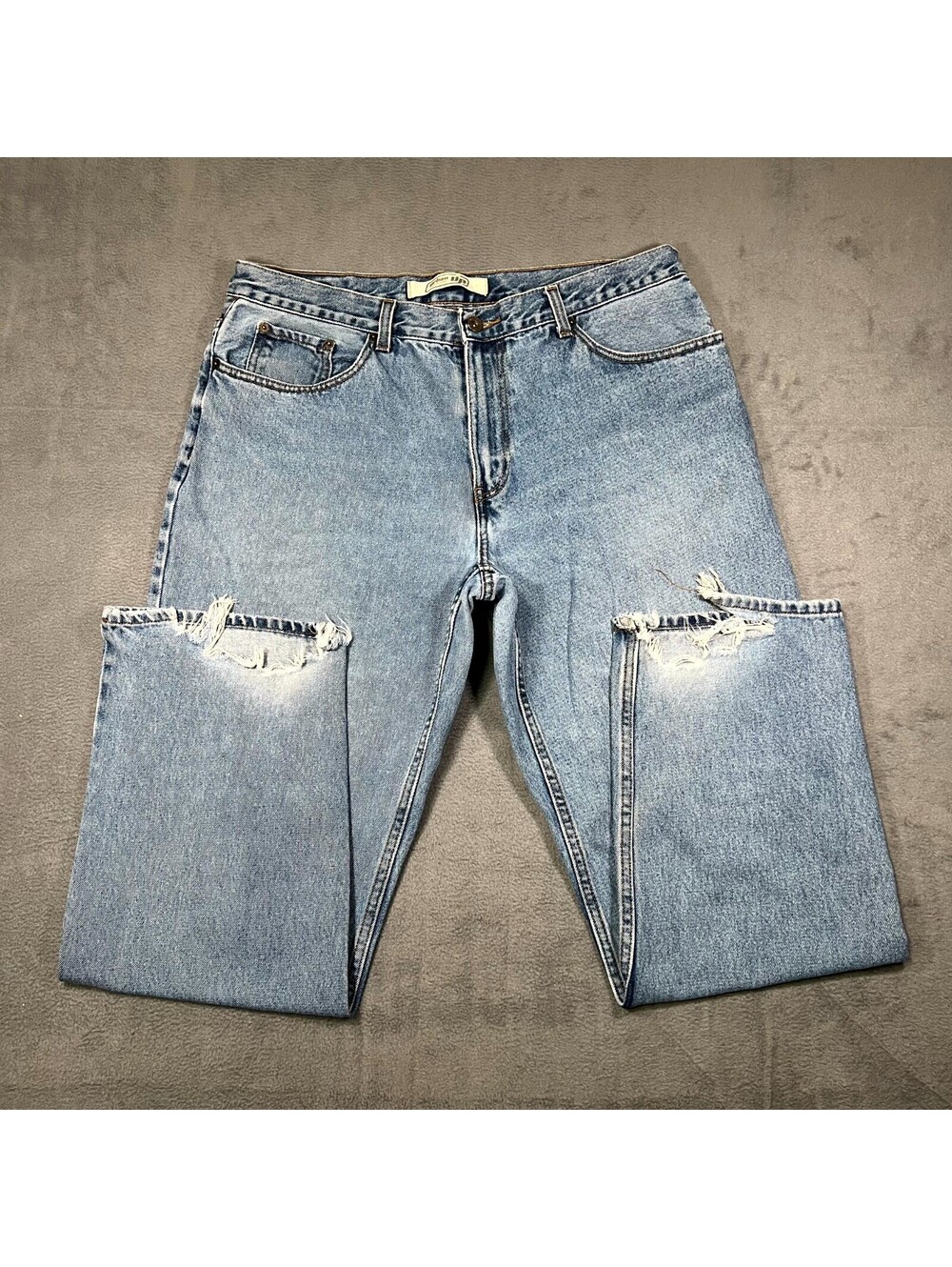 VTG Urban Up Jeans Blue Mens 36x30 Denim Relaxed Straight Frayed Hem Streetwear